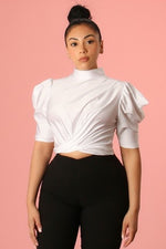 Cargar imagen en el visor de la galería, Satin puff sleeve top
